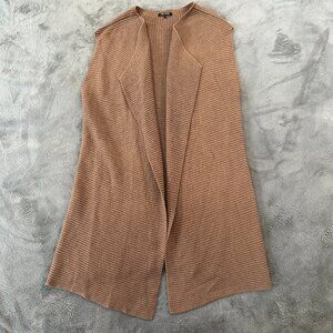 Nic + Zoe Open Sweater Cardigan Sleeveless Topper Women's LARGE Tan Neutral